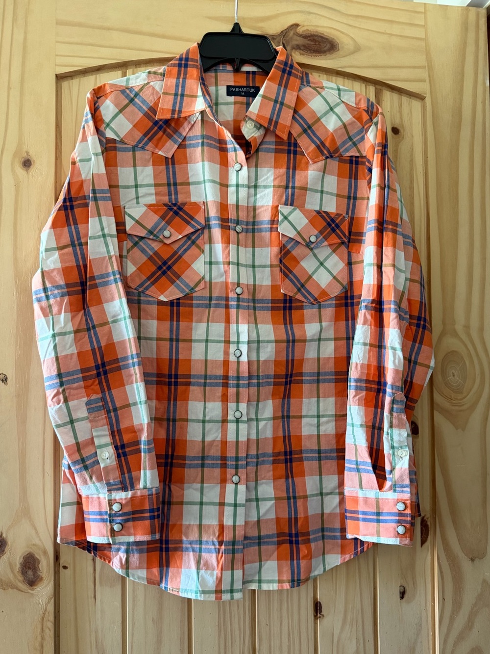 Orange Plaid women’s Button-Up Shirt